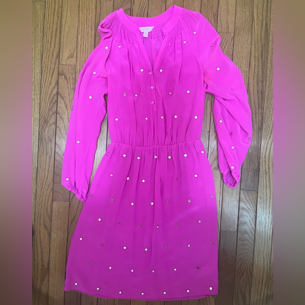 Lilly Pulitzer Vibrant Pink quarter sleeves dress